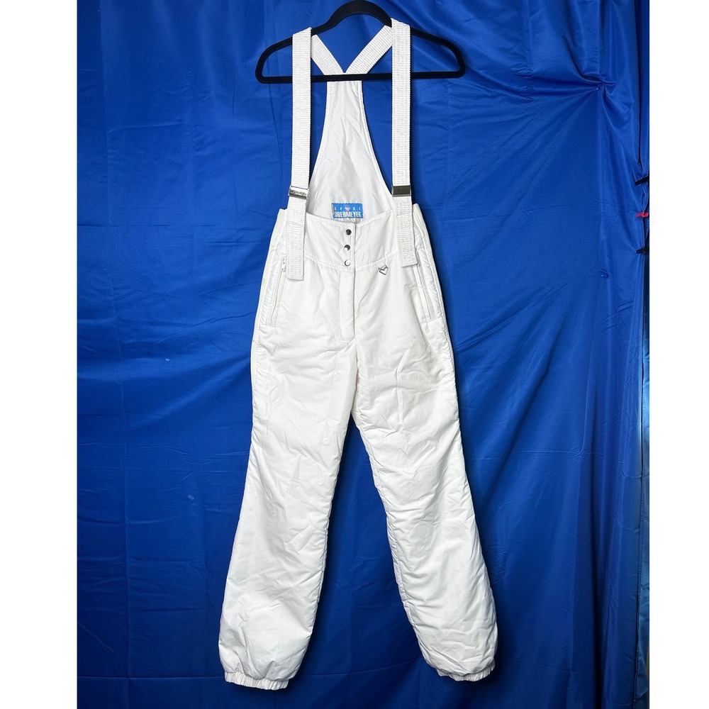 Vintage Obermeyer Womens White Ski Bibs Sz XS/S Resort Winter Sporty Athletic